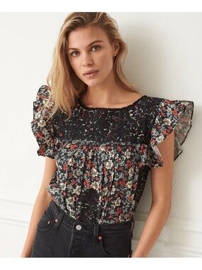 Mi Golondrina Soledad floral blouse sz S embroidered